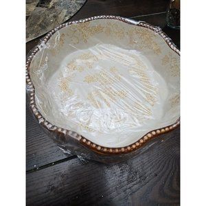 Temptations By Tara Old World Yellow Floral Lace Baking Dish Pie 6" NEW